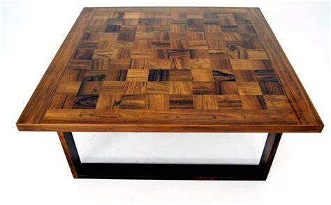 Reclaimed russian oak parquet coffee table. Danish Modern Square Parquet Rosewood Coffee Table by Paul ...