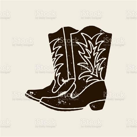 Vector Hand Draw Illustration Of Cowboy Boots In Retro Style Icon