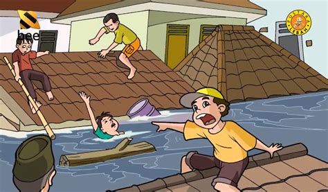 Banjir Gambar Bencana Alam Kartun Mudah  IMAGESEE
