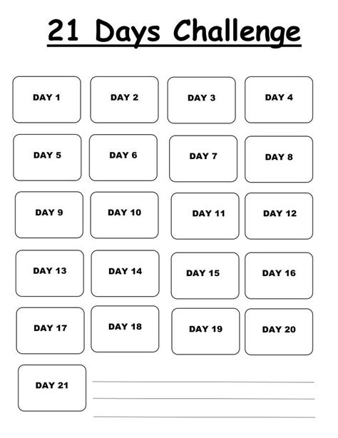 21 Days Challenge Chart 20 Day Challenge 21 Day Challenge Challenges
