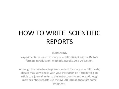 Scientific Report Writing