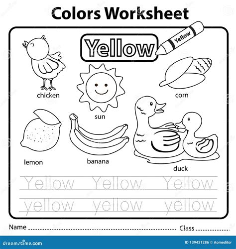 Illustrator Of Color Worksheet Yellow Stock Vector Illustration Of