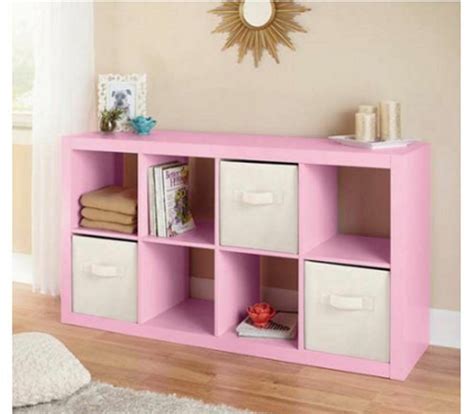 pink storage organizer  girls bedroom wood cubby shelf