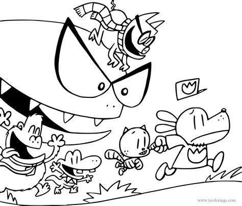 Dog Man Characters Coloring Pages - XColorings.com