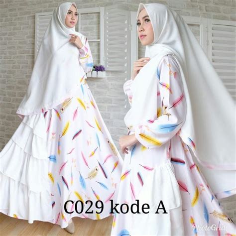 Model gamis linen rubiah bulu angsa : Baju Muslim Syar'i Putih Cantik C029 - Butik Jingga