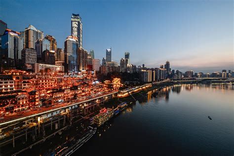 A Sunset View Of Chongqing Central Business District Chongqing