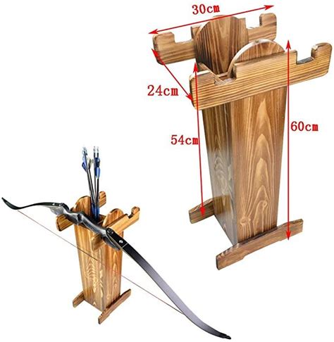 A Wooden Bow And Arrow Stand With Measurements