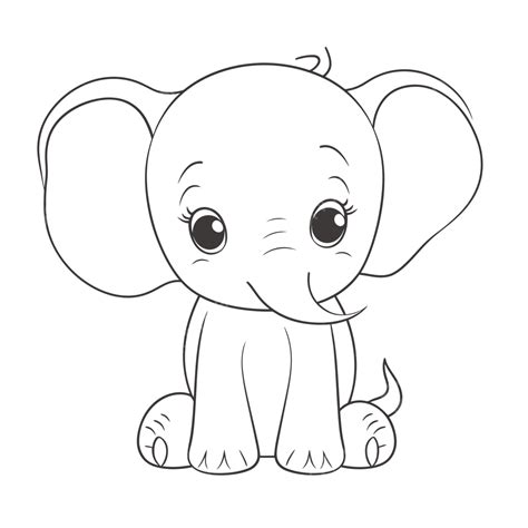 Dibujo De Bebé Elefante Para Colorear Esbozo Vector Png Dibujos Dibujo