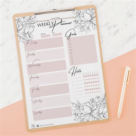 Printable Weekly Planner Pages Aesthetic Planner Inserts Etsy