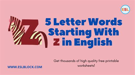 5 Letter Words Starting With Z English As A Second Language