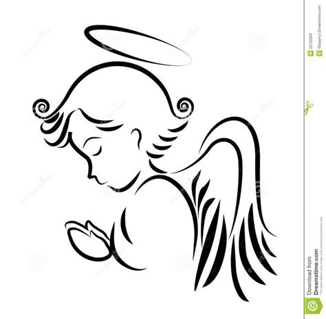 A Black And White Drawing Of An Angel