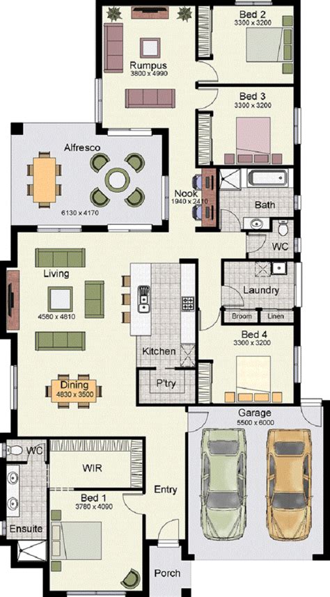 Plano De Casa De Casa De Un Piso Con Cuatro Dormitorios Planos De