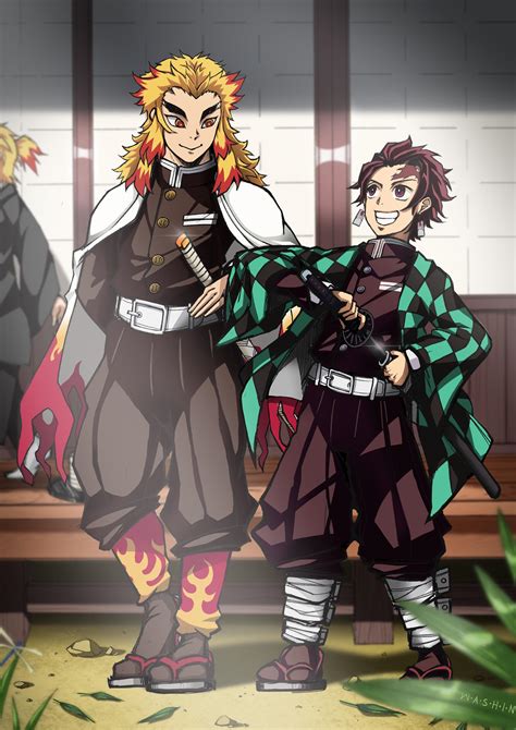 What If 01 Tanjiro Is Practicing His Sword Stance With Rengoku
