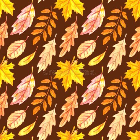 Seamless Pattern Falling Leaves Watercolor Autumn Textured Background
