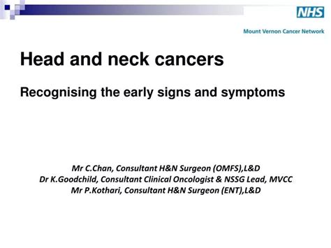 Ppt Head And Neck Cancers Recognising The Early Signs And Symptoms
