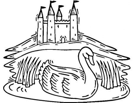 Swan lake ballet hard ballerina coloring pages. Swan Lake Near Castle coloring page | Super Coloring ...