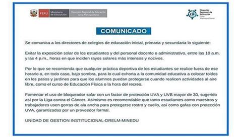 Comunicado Ministerio De Educaci N La Anunciata Chiclayo