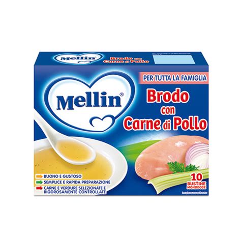 Può causare una reazione allergica in persone che hanno intolleranza al pollo o una violazione nell'assorbimento o nel metabolismo delle proteine animali. Brodi - Brodo con carne di pollo. acquista su My Mellin ...