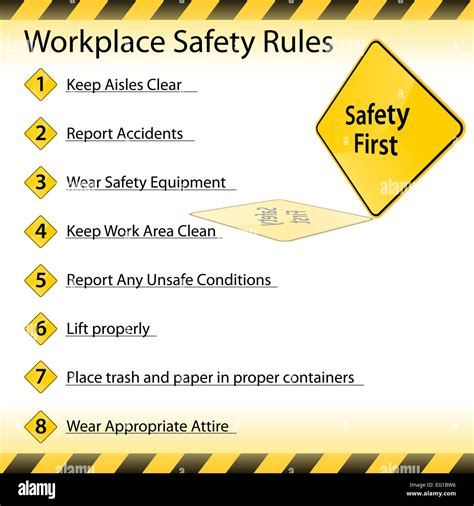 An Image Of A Workplace Safety Rules Chart Stock Photo Alamy