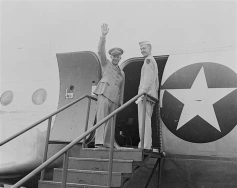 Photo General Dwight Eisenhower Waving To A Crowd While Boarding An