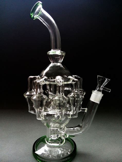 Grand Borosilicate Materia Glass Mothership Helix Straight Tube Perc Intricate Shape Glass DAB