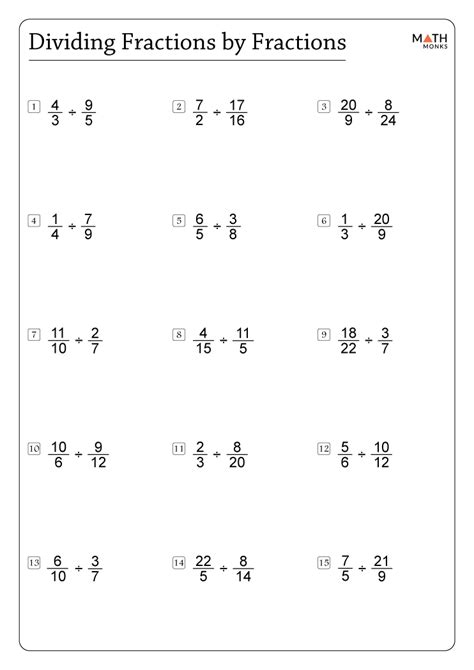 Division Of Fractions Worksheets Worksheets For Kindergarten