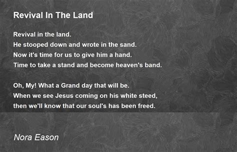 Revival In The Land Revival In The Land Poem By Nora Eason
