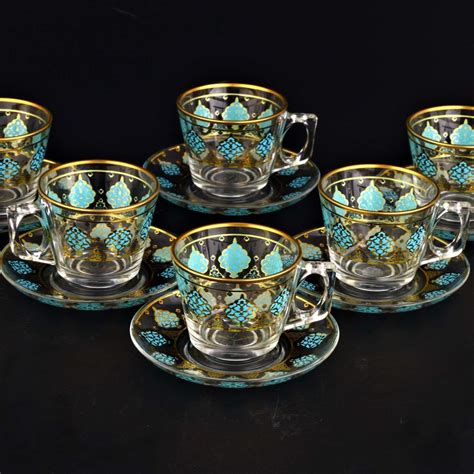 Buy Turquoise Ethnic Turkish Coffee Mug Set Arabic Tea Glasses Sets