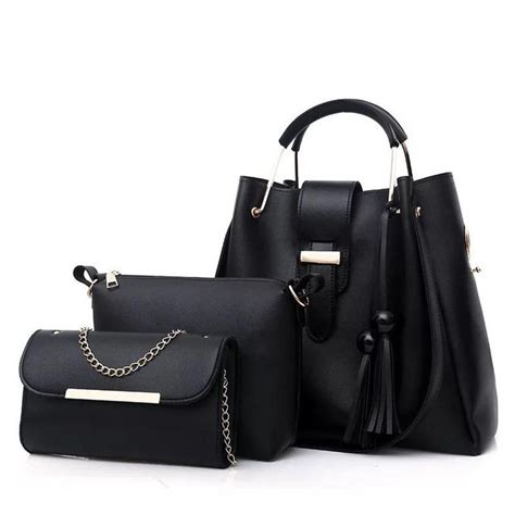 Fashion 3 In 1 Pu Leather Handbag Set Black Best Price Online