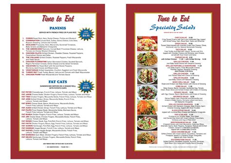 Time To Eat Diner Menus In Bridgewater Township New Jersey United States