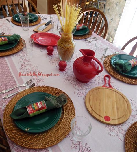 Put a placemat in front of each of the chairs you've set up for your guests. Fleur de Lolly: Lasagna for Lunch Table Setting