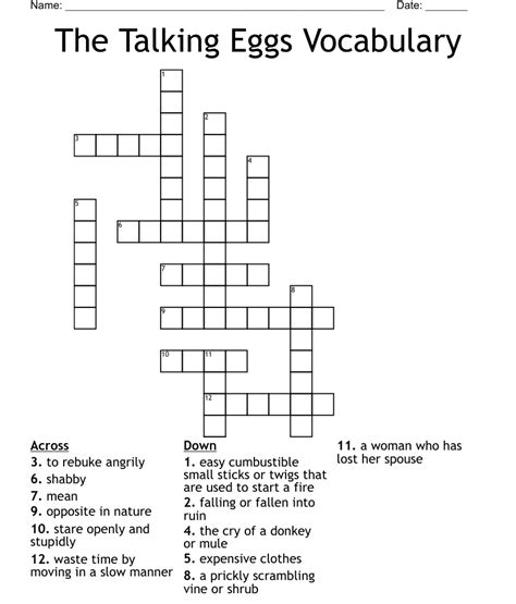 The Talking Eggs Vocabulary Crossword Wordmint