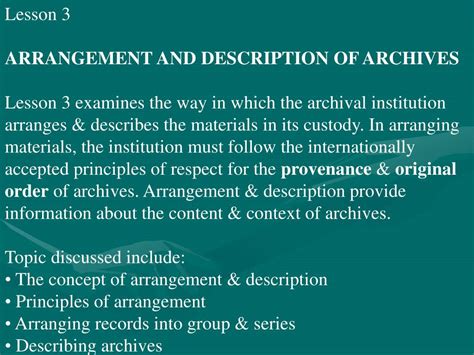 Ppt Lesson Arrangement And Description Of Archives Powerpoint