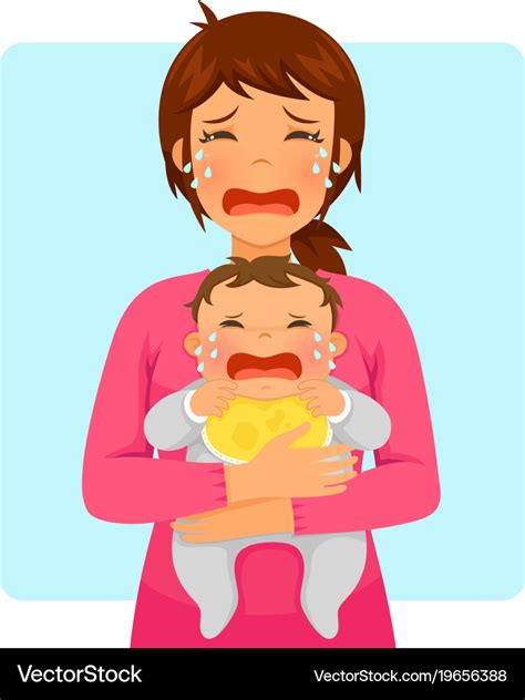 Crying Baby And Crying Mom Royalty Free Vector Image
