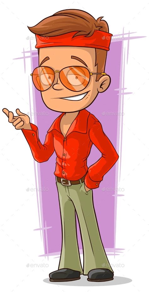 Cartoon Handsome Disco Man In Red Shirt By Gbart Graphicriver