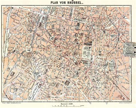 Old Map Of Brussels Brussel Bruxelles In 1908 Buy Vintage Map