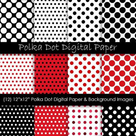 Red Polka Dot Digital Paper Red And Black Polka Dot Background Etsy
