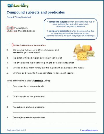 Compound Subjects And Predicates Worksheets K Learning Hot Sex