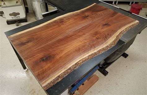 Hand Crafted Live Edge Black Walnut Slab Wood Finished Table Top By