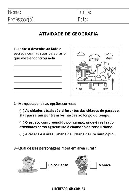 Atividade De Geografia Para 2º Ano Confira Modelos Prontos Click Escolar