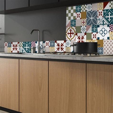 Nos crédences adhésives carreaux de ciment sont. Crédence de cuisine adhésive en aluminium. Carreaux de ...