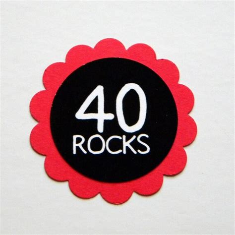 40th Birthday Favor Tags 40 Rocks Set Of 12 Red And Black By Caras