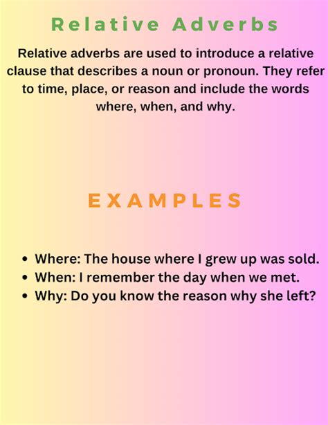Relative Adverbs Definition And Example Sentences English Study