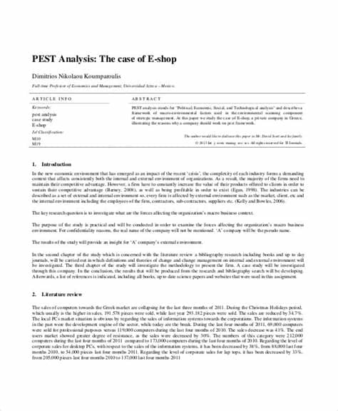 The pest analysis is a useful tool for understanding market growth or decline, and as such the position, potential and direction for a business. FREE 8+ PEST Analysis Examples & Samples in PDF | Examples