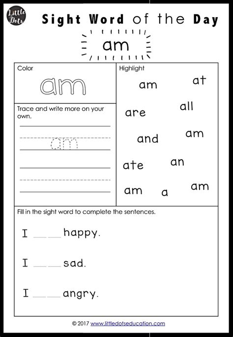 Dolch Sight Words Activities Pre Primer Pre K Level Learning Sight