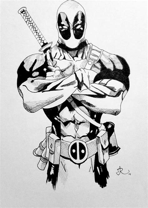 Deadpool Blackn White Drawing By Ichiamary Ruiz Pixels