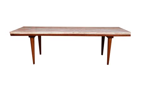 Add some flair to your home with an accent table. Mid Century Modern Marble Top Slat Bench Coffee Table