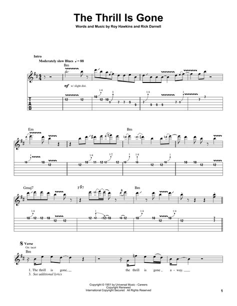 The Thrill Is Gone Guitar Tab By Bb King Guitar Tab 27704