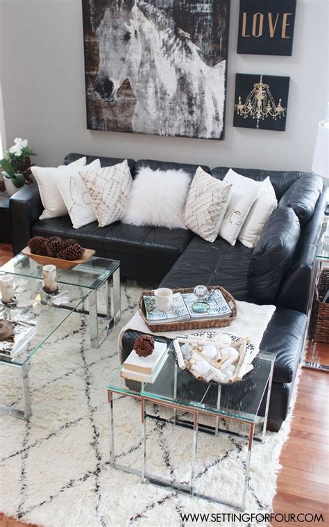 From dark and traditional to modern and chic, these stylish living rooms deliver rustic decorating ideas to help you transform any room into a. Rustic Glam Living Room + New Rug | Glam living room ...