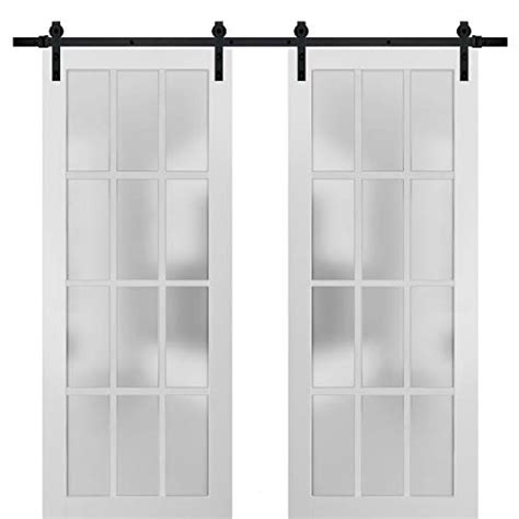 Sturdy Double Barn Door 60 X 80 Inches With Frosted Glass 12 Lites